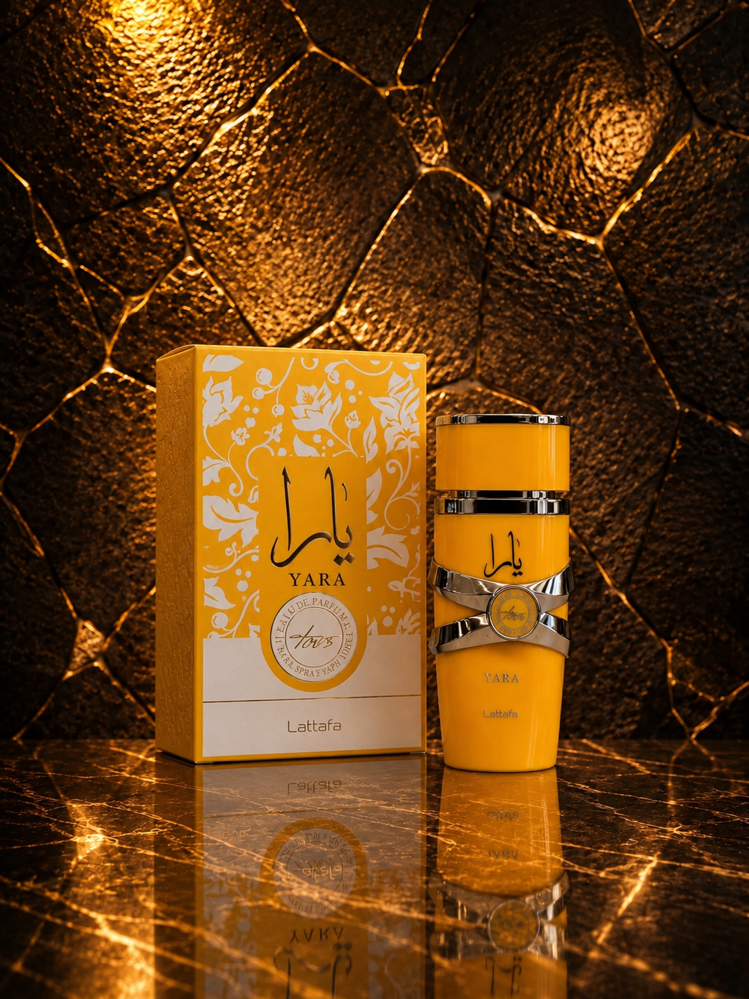 Caixa e frasco do perfume Yara Tous da Lattafa