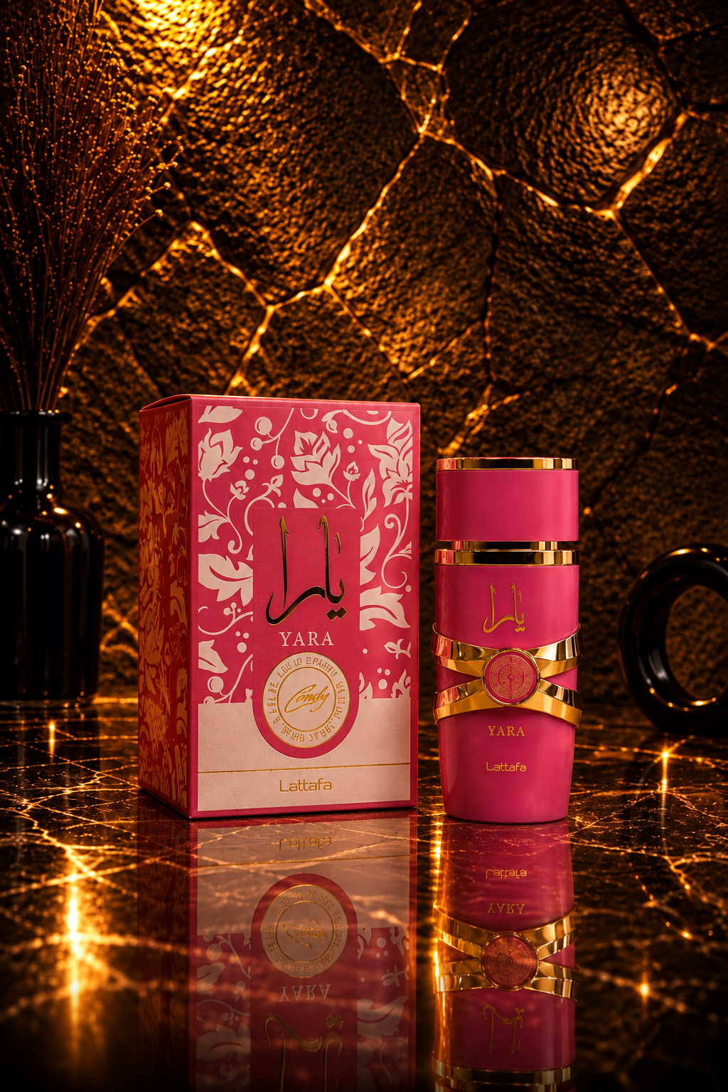 Caixa e frasco do perfume Yara da Lattafa
