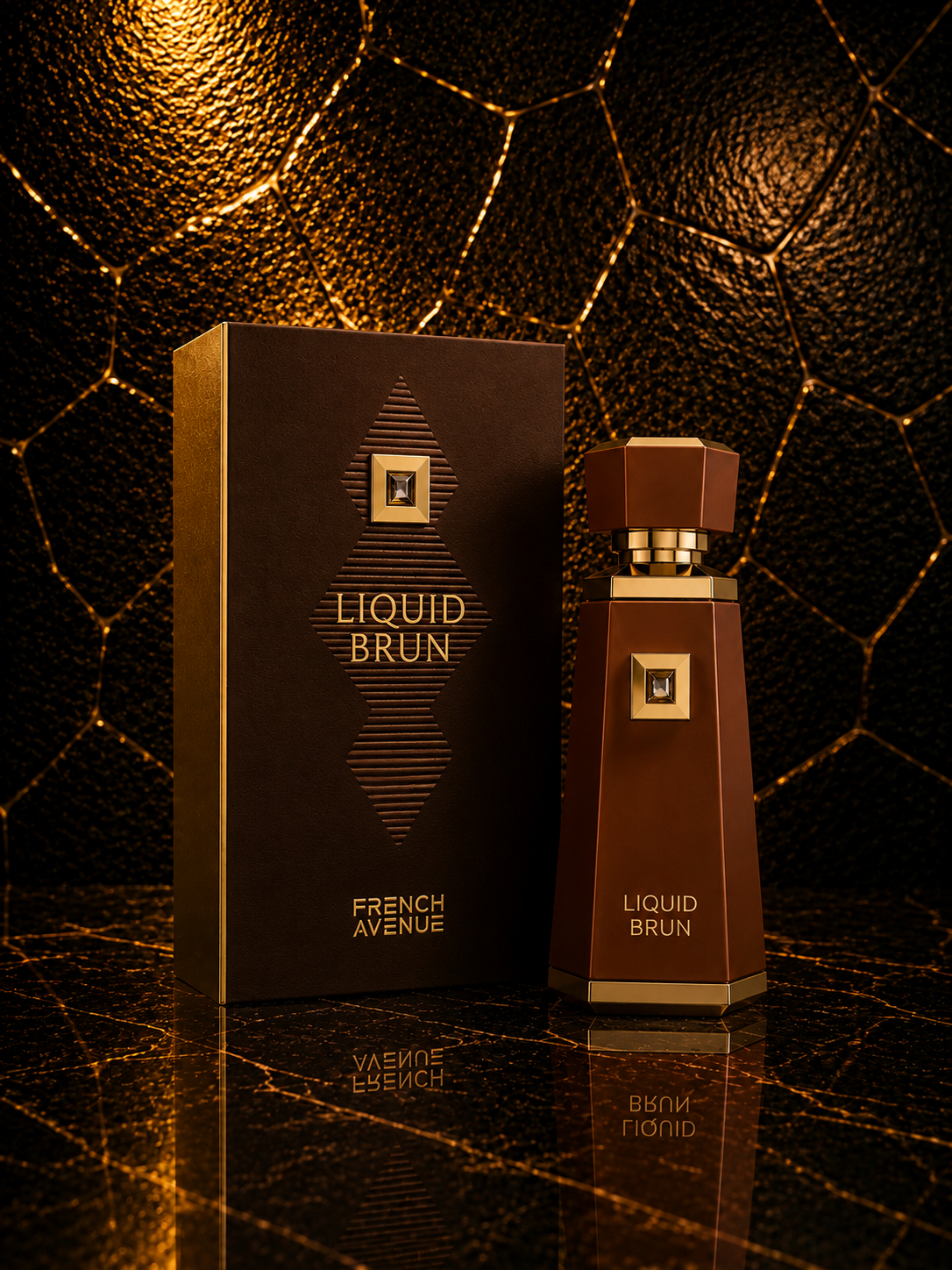 Caixa e frasco do perfume Liquid Brun da French Avenue